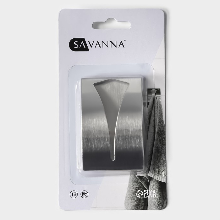 Крючок самоклеющийся SAVANNA Chrome Loft, держатель для салфеток и полотенец, металл, 2,5&times;7,5&times;5 см
