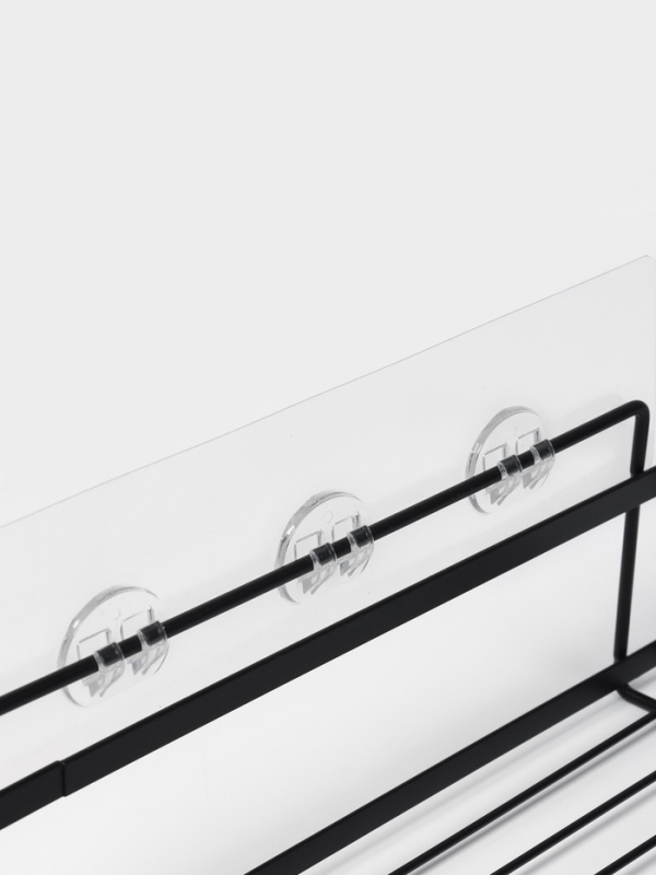 Набор полок для ванной 2 шт и мыльница, цвет черный