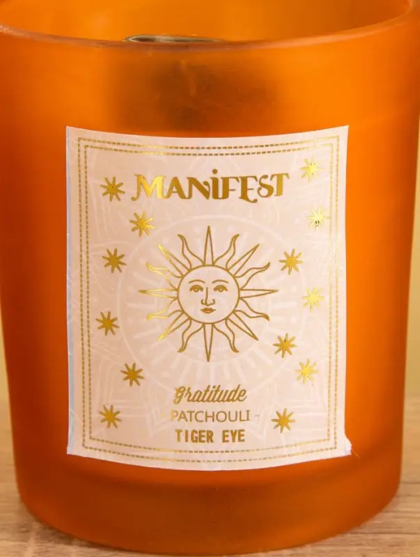 Свеча в стекле с камнем Manifest пачули 200 гр соевый воск