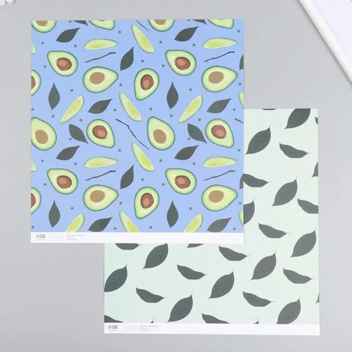 Бумага для скрапбукинга двусторонняя "Авокадо" плотность 180 гр 30,5х32 см