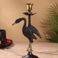 Подсвечник на 1 свечу "Дикая природа" латунь, черный с золотом  12х7,5х23,5 см