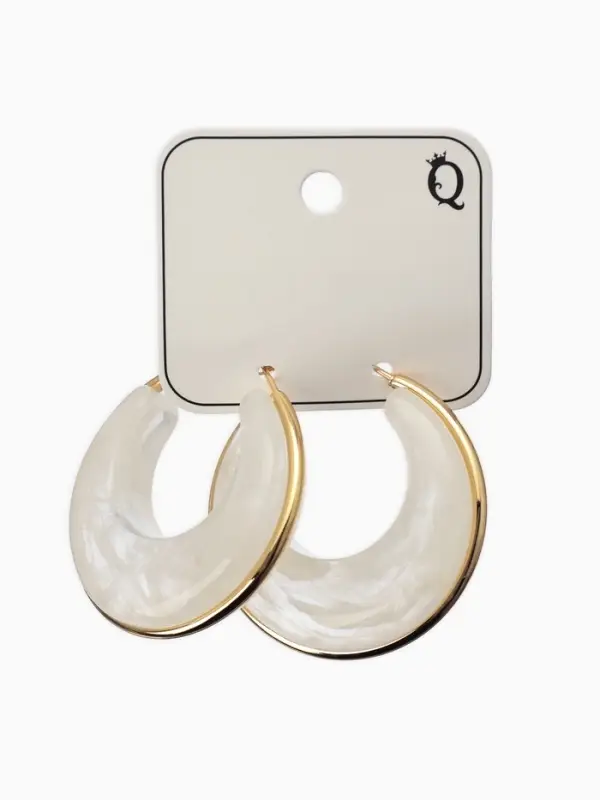 Серьги-кольца акрил "Тренд", цвет молочный в золоте