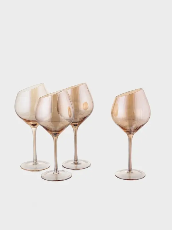 Набор бокалов для вина "Иллюзия" 540 мл, 4 шт, р-р 1й шт 10х24 см, бронзовые