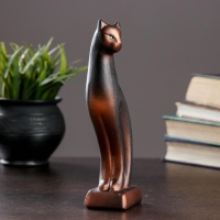 Фигура "Кошка Рысь" чёрная с медью 6х5х21см