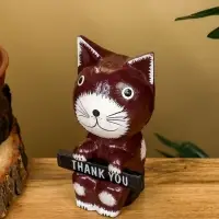 Сувенир "Кот с табличкой WELCOME" дерево 10х7х16 см, цв. бело-коричневый