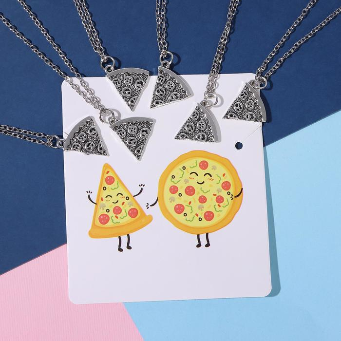 Кулоны &laquo;Неразлучники&raquo; круг пиццы, цвет чернёное серебро, 45 см