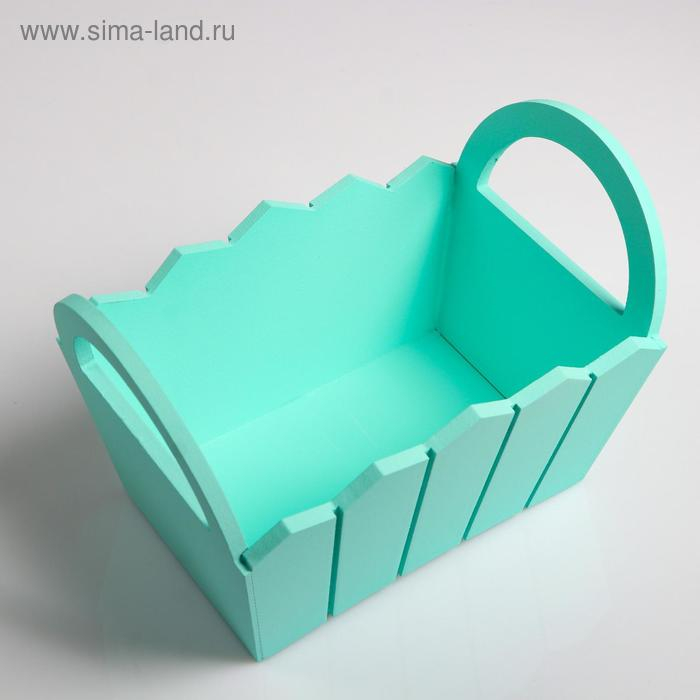 Кашпо деревянное 25,5&times;16,5&times;17,5 см "Мария", ручки боковые, МДФ, мята