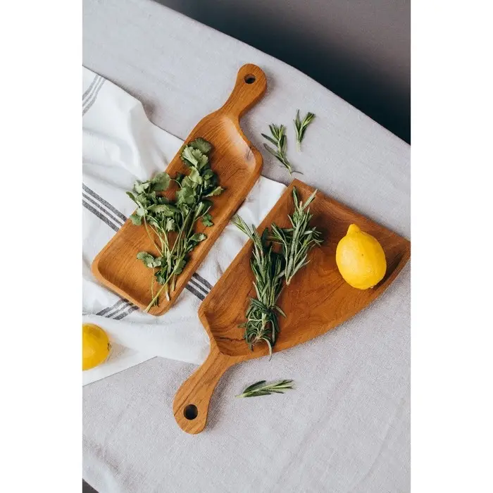 Блюдо 40х13х2 см, тиковое дерево