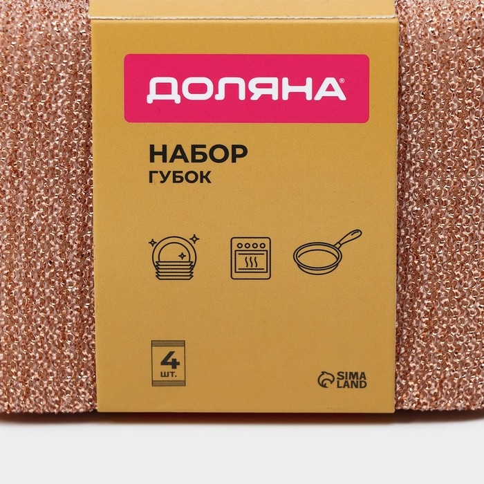 Набор губок скраберов с металлической нитью Доляна, 5 шт, 12,5&times;8,5&times;1,5 см