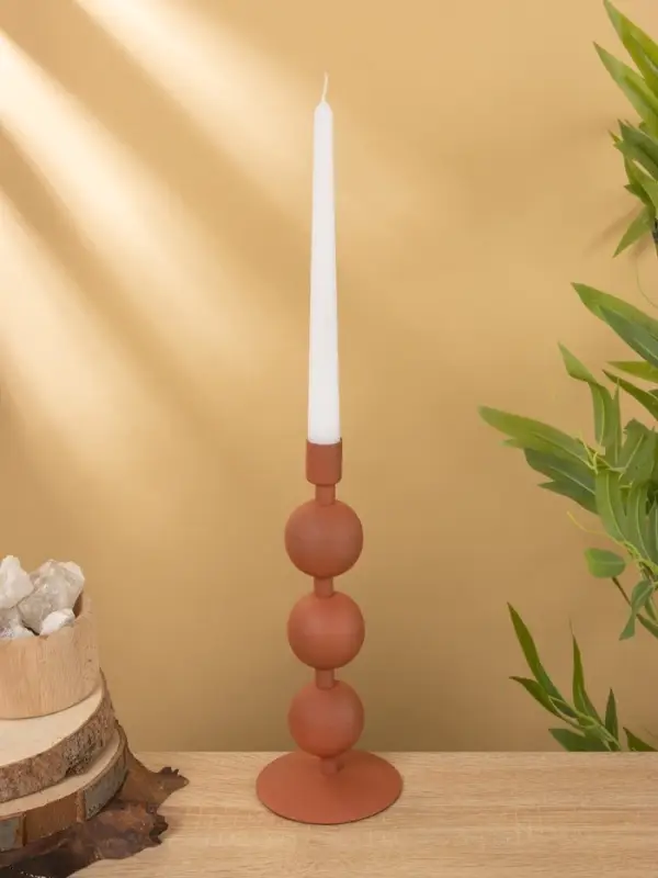 Подсвечник на 1 свечу текстурный "Терракотовый" с 3 сферами 10х10х25 см