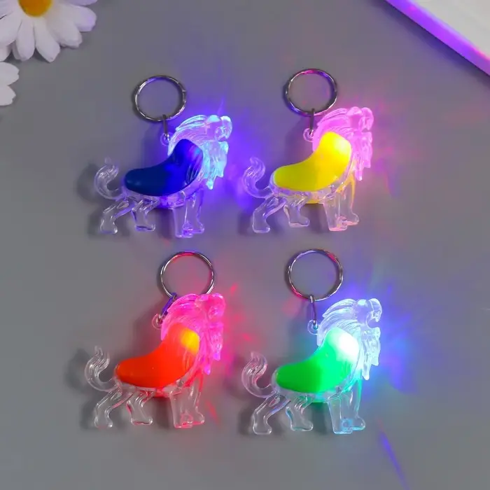 Фонарик брелок для ключей на кольце &laquo;Лев&raquo;, мигает, МИКС