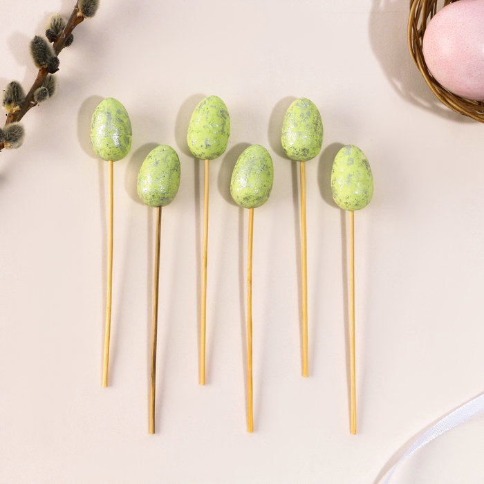 Шпажки &laquo;Яйцо пасхальное&raquo;, цвет зелёный, набор 6 шт.