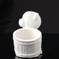 Кашпо "Медведь с горшочком" 9х10х6 см, натуральный