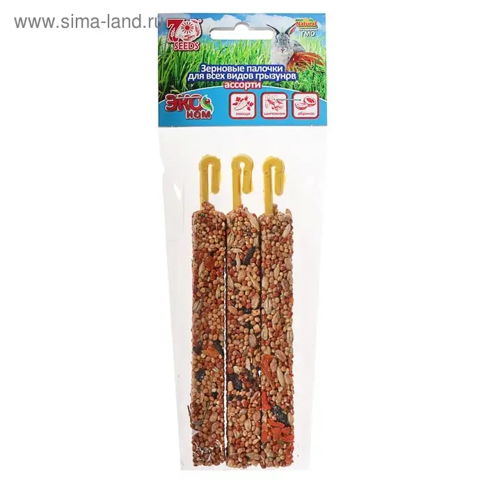 Палочки зерновые для грызунов Seven Seeds ЭКОном, овощи/шиповник/абрикос, 3 шт, 75 г