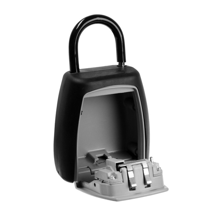 Ключница с кодовым замком ТУНДРА, с дужкой, серая, 80х70х35 мм