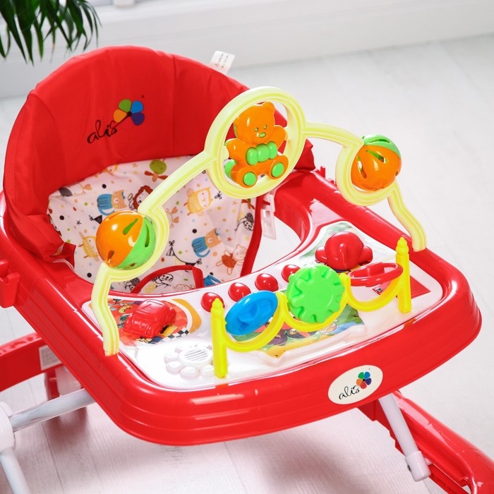Ходунки &laquo;Забава&raquo;, 8 силик. колес, муз., свет, игрушки, красный