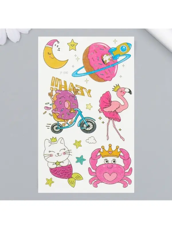 Переводные тату на тело цветные &laquo;Розовые мечты&raquo;, блёстки, 12&times;7.5 см