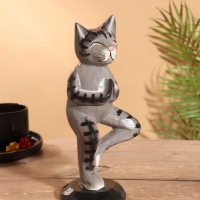 Сувенир интерьерный "Кот-йог" дерево 28 см