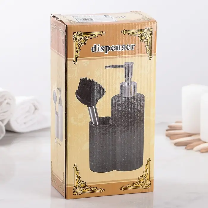 Дозатор для моющего средства с щёткой &laquo;Минимал&raquo;, цвет чёрный