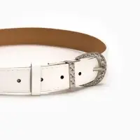 Ремень жен 05-01-02-01, Июнь2509, 3*0,3*110 см, без винта, пряж металл, 1 прокол, белый