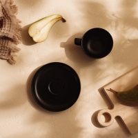 Чайная пара фарфоровая SL Home &laquo;Дарк&raquo;, 2 предмета: чашка 300 мл, блюдце d=16,5 см, цвет чёрный