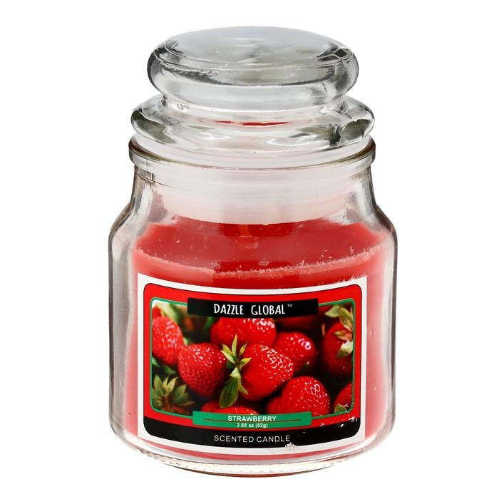 Свеча в банке "Клубника" 82 гр 6х9х9 см