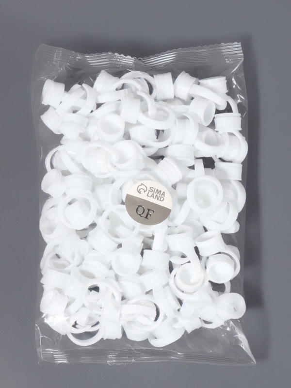 Кольца - лунки под клей для наращивания ресниц, набор - 100 шт, цвет белый