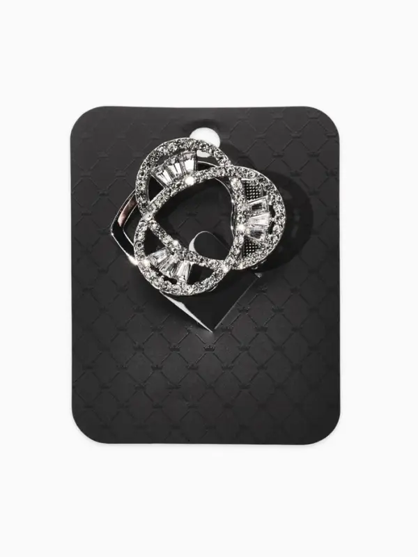 Зажим для платка "Узоры" три нити, цвет белый в серебре