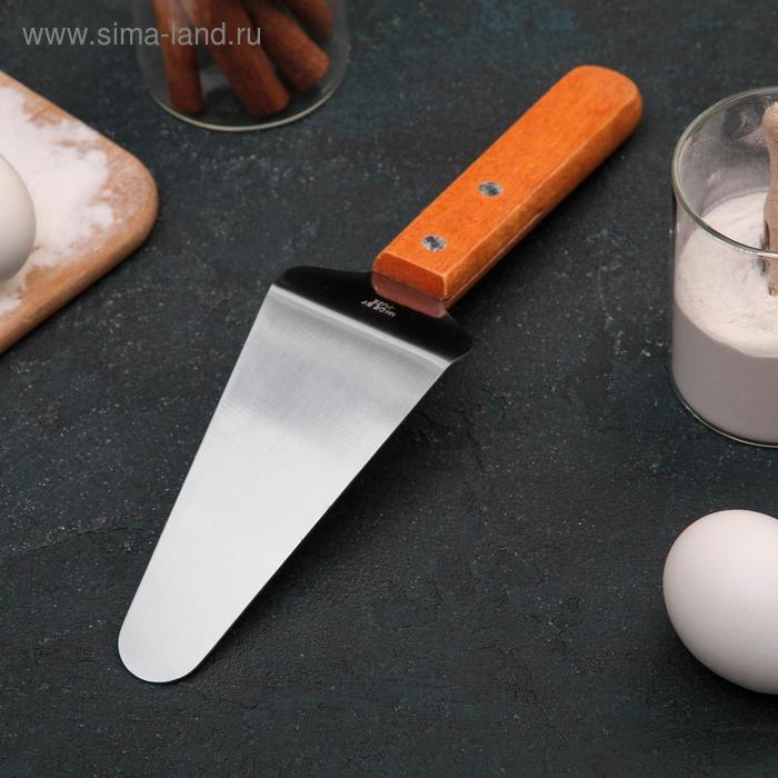 Лопатка для торта и пиццы Доляна, 26&times;6 см, цвет коричневый