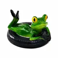 Садовая фигура 14 х 13 х 9,5 см "Лягушка на шине" Водоплавающая