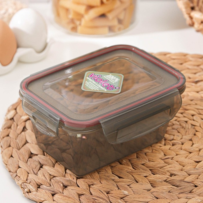 Контейнер герметичный прямоугольный Виолет, 800 мл, цвет дымчатый