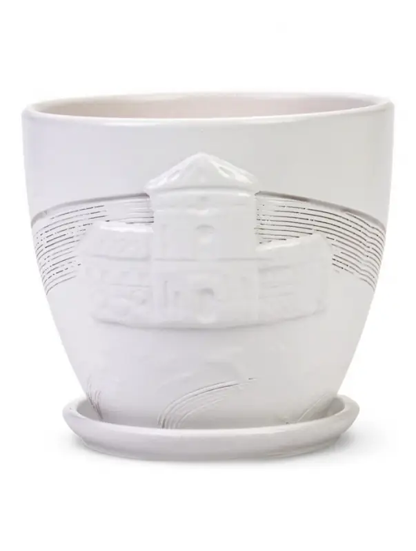 Горшок цветочный с поддоном 1,4 л, d15/h13 см белый керамика, "Голландия" (М)