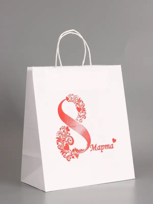 Пакет бумажный, "Женский День! Сердце" 24 х 14 х 28 см