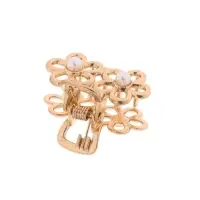 Крабик для волос &laquo;Маргарита&raquo;, ромашки жемчуг, 2.5 см, золото