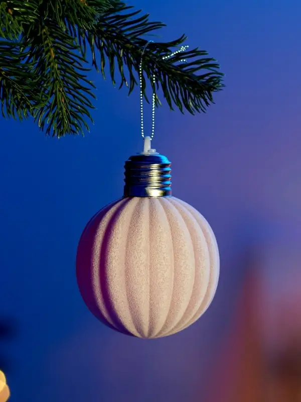 Елочный шар "Малиновый бархат" 8 см, 1 LED, LR44x3 (в компл.), Т/БЕЛЫЙ