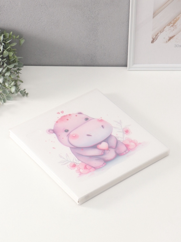 Фотоальбом магнитный 20 листов "Бегемотик с сердечком" кожзам, в коробке 2,6х32х33,5 см