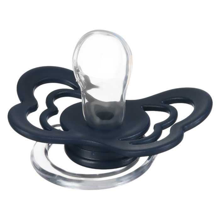 Соска - пустышка ортодонтическая, силикон, +6 мес., с держателем цвет синий