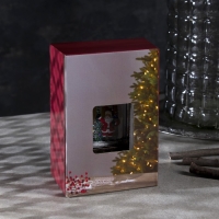 Светодиодная фигура &laquo;Фонарь с Дедом Морозом и ёлкой&raquo; 7.5 &times; 14 &times; 4.2 см, пластик, блёстки, батарейки AG13х3 (в комплекте), свечение тёплое белое