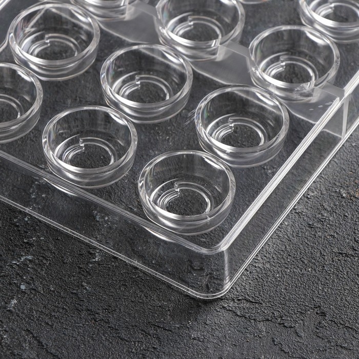 Форма для конфет и шоколада KONFINETTA &laquo;Тоффи. Круг&raquo;, 27,5&times;17,5&times;2,5 см, 21 ячейка 2,5&times;1,5 см, цвет прозрачный