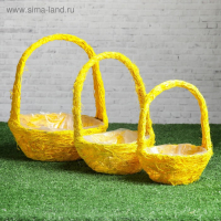 Набор корзин &laquo;Солнышко&raquo;, 3 шт, 25&times;10/32 см, 20&times;9/28 см, 17&times;8/23 см, ротанг, сизаль