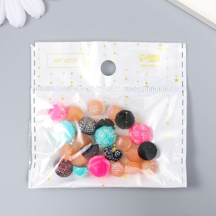 Декор для творчества пластик "Вязаные шарики" набор 24 шт 1х1х0,8 см