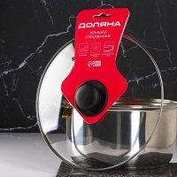 Крышка стеклянная для сковороды и кастрюли &laquo;Доляна&raquo;, d=28 см, нержавеющий обод, пластиковая ручка