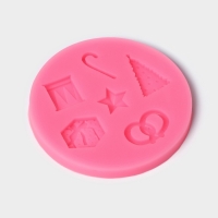 Молд новогодний &laquo;Новогодние атрибуты&raquo;, силикон, 10&times;10&times;1 см, цвет МИКС