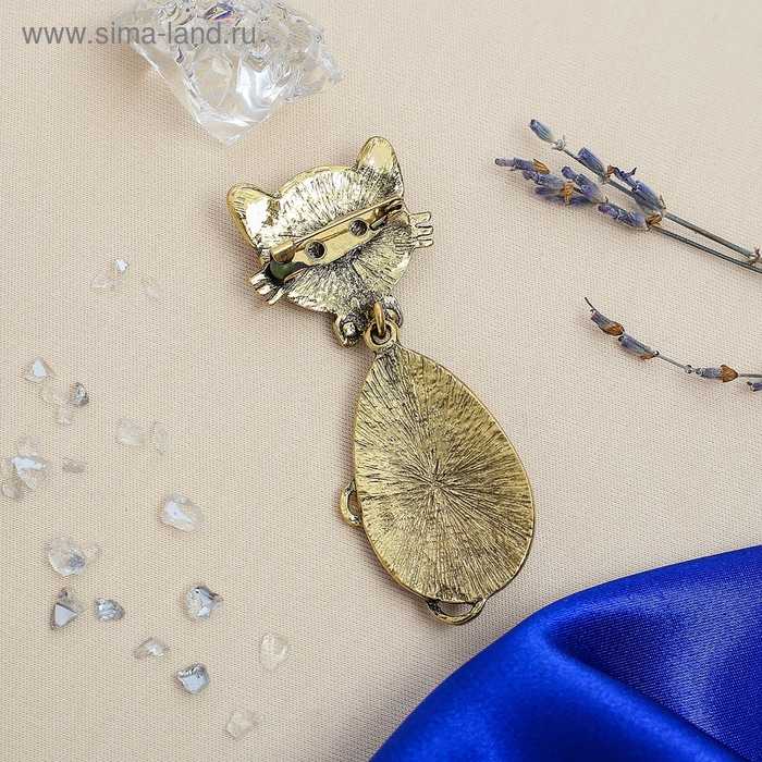 Брошь этника &laquo;Кошка радужная&raquo;, цветная в чернёном золоте