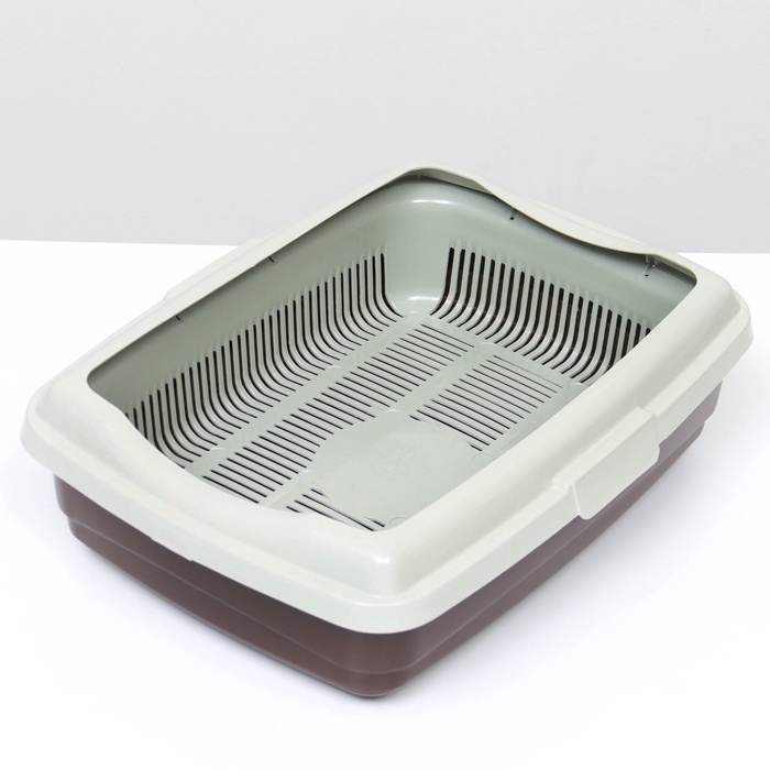 Лоток большой с сеткой и бортиком Atlantis "Стандарт", 43 х 33 х 12,5 см, шоколад