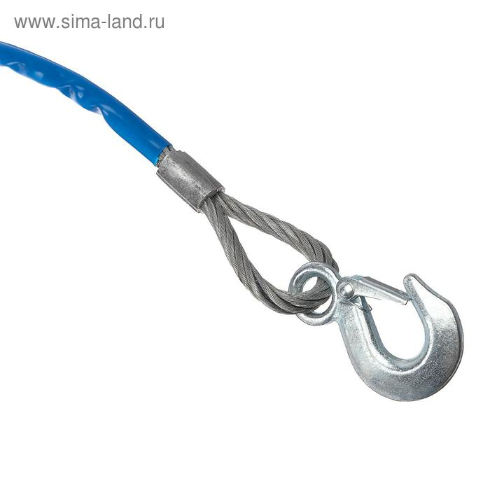 Трос буксировочный TORSO, металлический в ПВХ оплётке, 4м, 8 тонн, 2 крюка