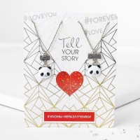 Кулоны &laquo;Неразлучники&raquo; панды, цвет чёрно-белый в серебре, 45 см