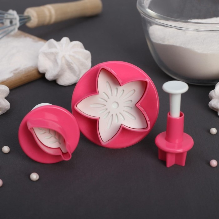 Набор плунжеров кондитерских Доляна &laquo;Цветок. Листок. Звёздочка&raquo;, 3 шт