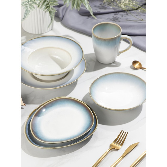 Тарелка фарфоровая для пасты Magistro &laquo;Пэвэти&raquo;, 430 мл, d=21 см, цвет голубой