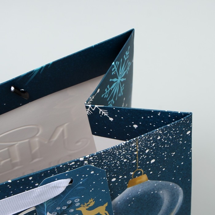 Пакет подарочный новогодний ламинированный вертикальный, конгревное тиснение &laquo;Мечты сбудутся&raquo;, ML 23 х 27 х 11.5 см, Новый год